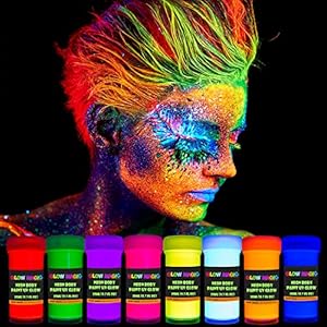 individuall UV Bodypainting Farbset | Schwarzlicht Schminke & Körperfarben | 8 x 20 ml Leuchtfarben von Glow Magic