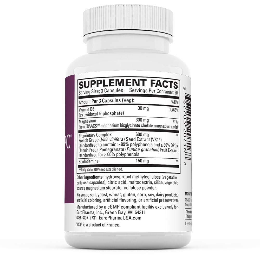 Terry Naturally Clinical OPC Heart - Heart Health Supplement with Magnesium, Vitamin B6, Grape Seed Extract - Dietary Supplement for Artery Health & Circulation - 60 Capsules