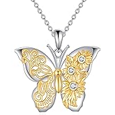 SDOPIR Butterfly Necklace for Women 925 Sterling Silver Dainty Cute Butterfly Charm Jewelry Delicate Pendant Butterfly Necklace Birthday Christmas Gift for Wife Girlfriend Mom