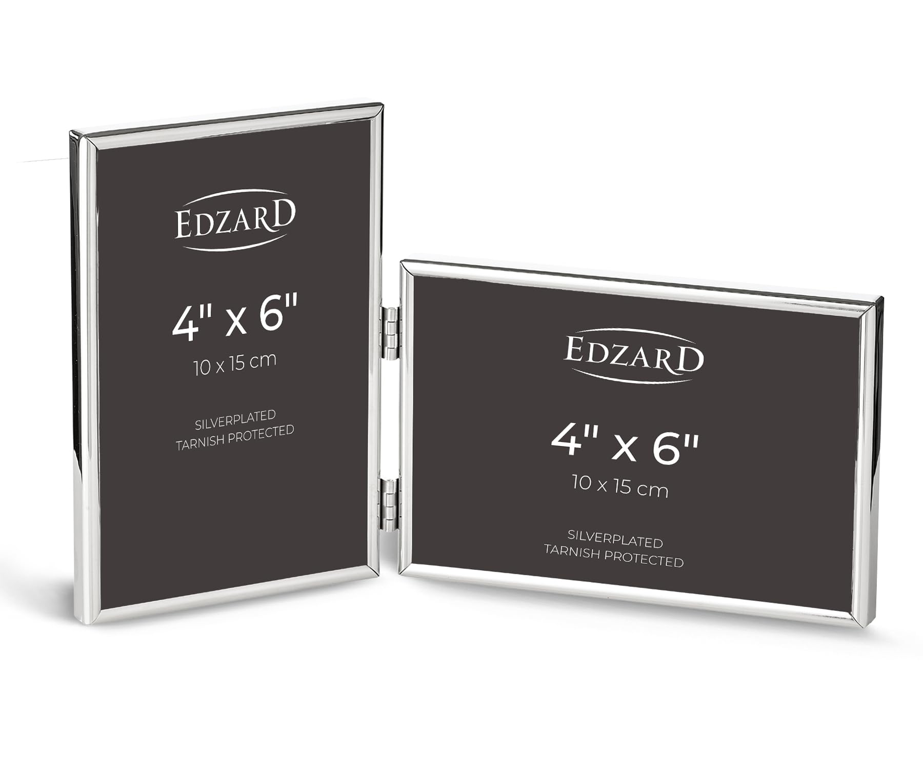 Edzard Photo Frame Otto, 4x6 inch (10x15 cm), Silver Plated Picture Frame, Tarnish Protected, Set of 2