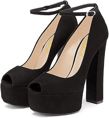 platform pumps with ankle strap