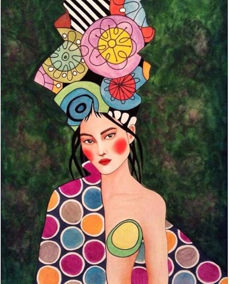 Amazon 抽象的な女の子の髪の花と鳥の壁アート絵画北欧のポスターリビングルームの装飾のためのレトロなイラスト 50x70cm No Frame ウォールステッカー オンライン通販