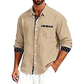TAFLE Men's Linen Shirts Short Sleeve Casual Shirts Button Down Shirt for Men Beach Summer Wedding Shirt