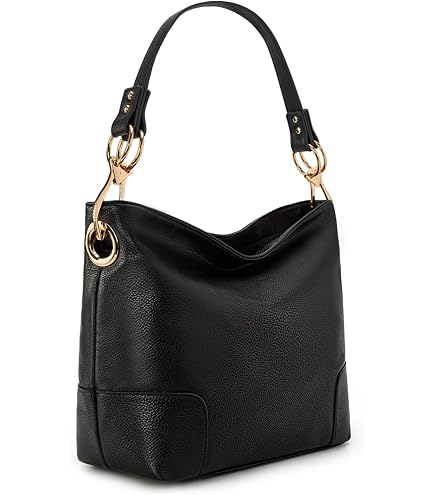Amazon.com: Hobo Shoulder Bag with Big Snap Hook Hardware (Black
