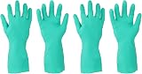 sourcing map Nitrile Chemical Resistant Gloves Medium Green 2 Pair Anti-Slip view 1