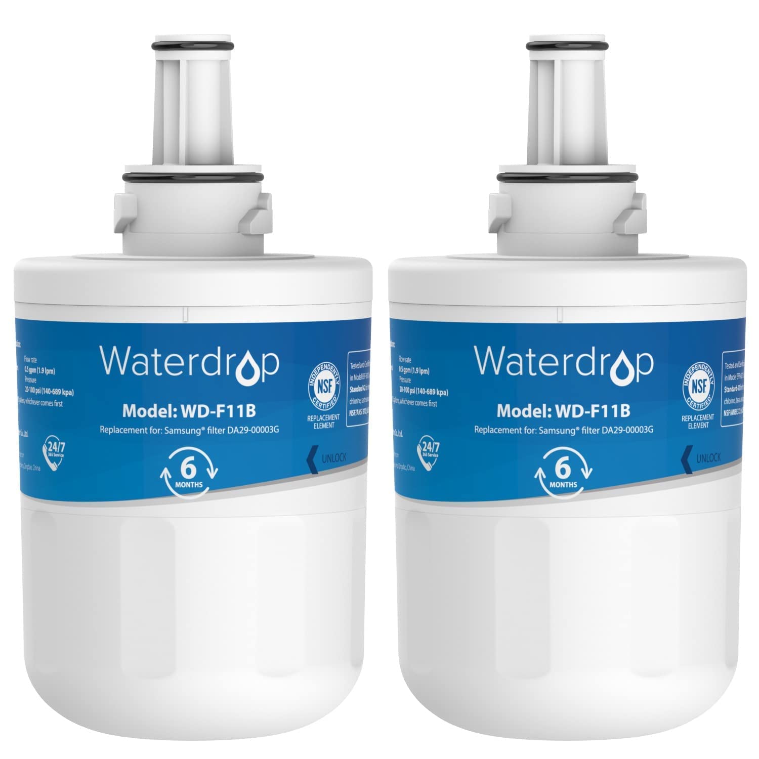 Waterdrop DA29-00003G Fridge Water Filter, Compatible with Samsung® Aqua Pure Plus DA29-00003G DA29-00003B DA97-06317A DA61-00159A HAFCU1/XAA HAFIN2/EXP APP100 WF289 (2)