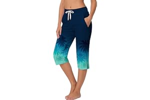 Deerose Women Capris Pants Quick Dry Beach Swimming Pants with Pockets