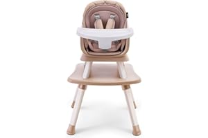 HARPPA 6 in 1 Baby High Chair, Convertible Infant Feeding Chair for Babies & Toddlers Table, Dining Booster Seat with Removable Tray, Khaki