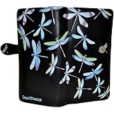 Shag Wear Dragonfly Large Wallet 7" Black | 7-inch wallet with 11 card slots, ID window, bill pockets, ticket pocket, and zippered coin pocket.