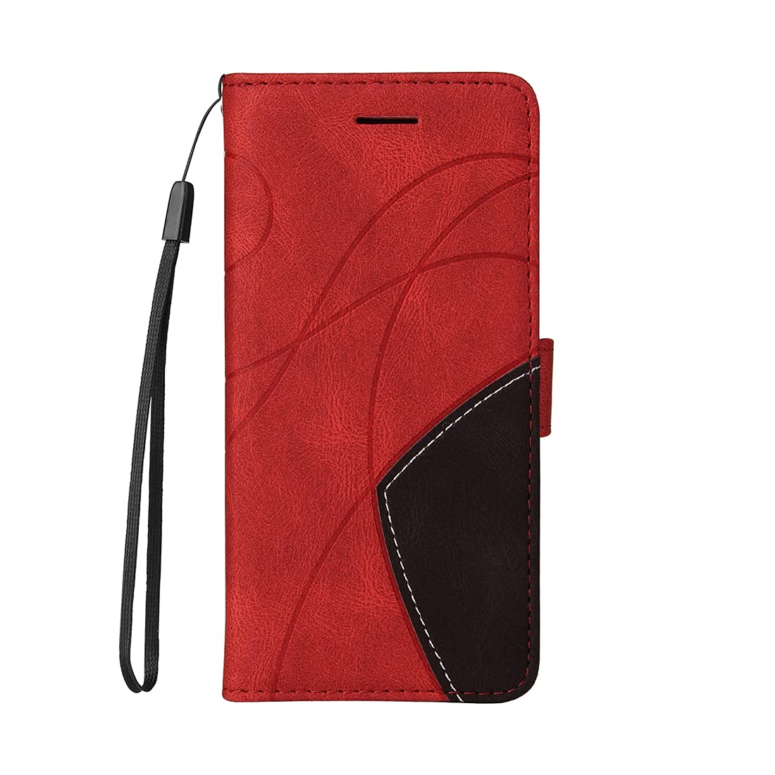 TIANCI Case for Huawei nova 9/Honor 50, Stitching Two-Color PU Leather Wallet Case, 3 Card Slot Support Mobile Phone Case, Shockproof Flip Cover for Huawei nova 9/Honor 50-Red