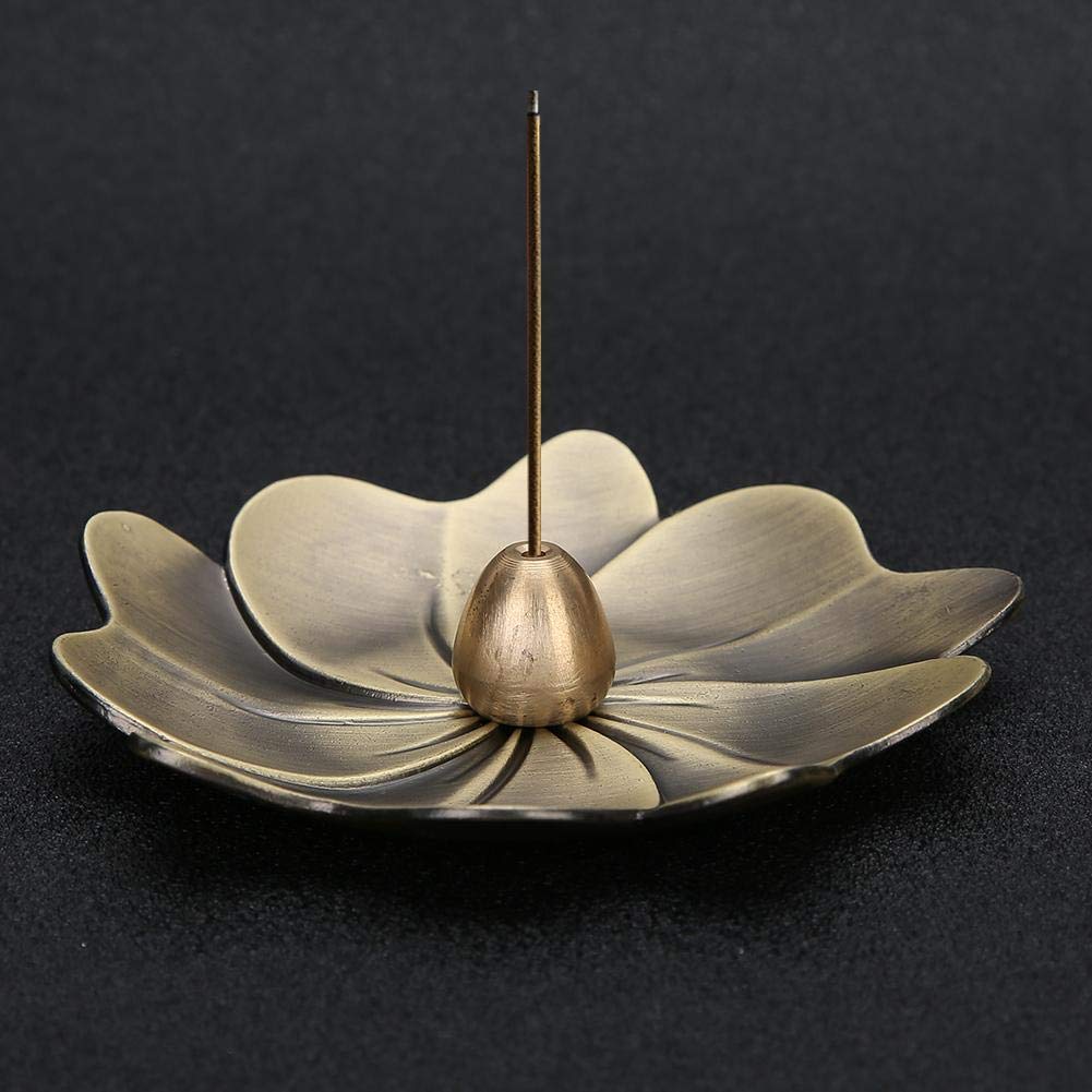 Cikonielf Brass Incense Burner Vintage Metal Incense Stick Holder Stand Ash Catcher Tray Plate Home Buddhist Decor Accessories(Water-Drop-Shape)