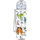 OLDLEY 17oz Kids Water Bottle for school Girls Boys, Water Bottle With Silicone Straw, Leak-Proof Tritan BPA-Free, Reusable water bottles for kids, Dinosaur