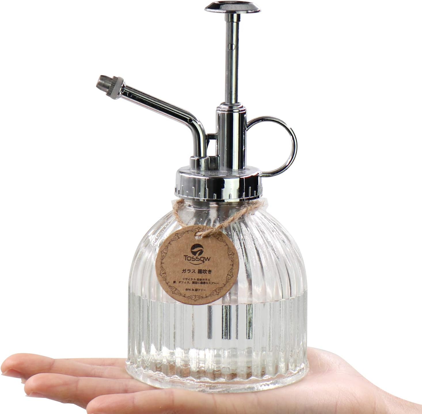 Amazon Tossow 霧吹き ガラス 植物 園芸 アンティーク調 掃除 散水 240ml 縦紋型 透明 じょうろ Amazon Tossow 霧吹き ガラス 植物 園芸 アンティーク調 掃除 散水 240ml 縦紋型 透明 じょうろ