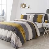 Fusion Betley Stripe Reversible Duvet Cover Single Ochre Grey 1 Pillowcase view 2