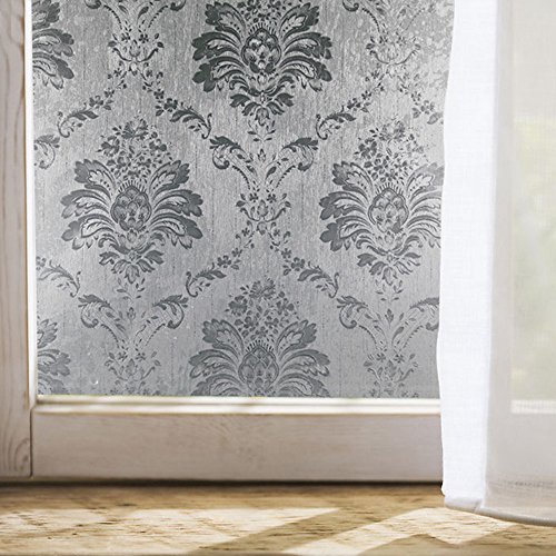 Soqool Static Cling Window Film Decorative Window Covering for Home/Bathroom Glass Privacy Film 17.7" by 78.7", No Glue Vinyl Film Remove/Reuseable