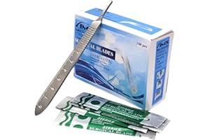 IMEDS Scalpel Blades #12 Sharp Carbon-Steel Sterile Pack of 100 with Free Stainless Steel Scalpel Handle #3 Graduated Kit to 