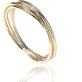 PAVOI 14K Plated Interlocked Rolling Anxiety Fidget Ring for Women and Men - Stacking Gold Ring