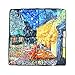 TONY & CANDICE Women's Graphic Print 100% Silk Square Scarf Neckerchief 20X20 Inches (Cafe Oil Painting Pattern Print)
