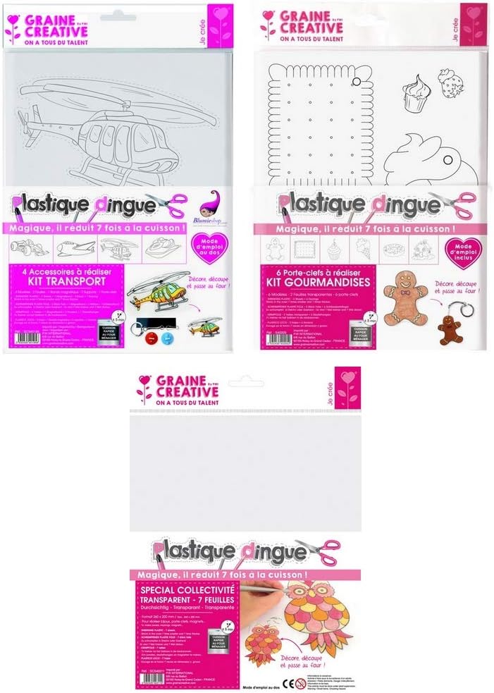 Set of 2 Crazy Plastic Pouches: Plastic Dingue Transport Kit Blumie + Plastic Candy Kit + Set of 7 Transparent Plastic Sheets