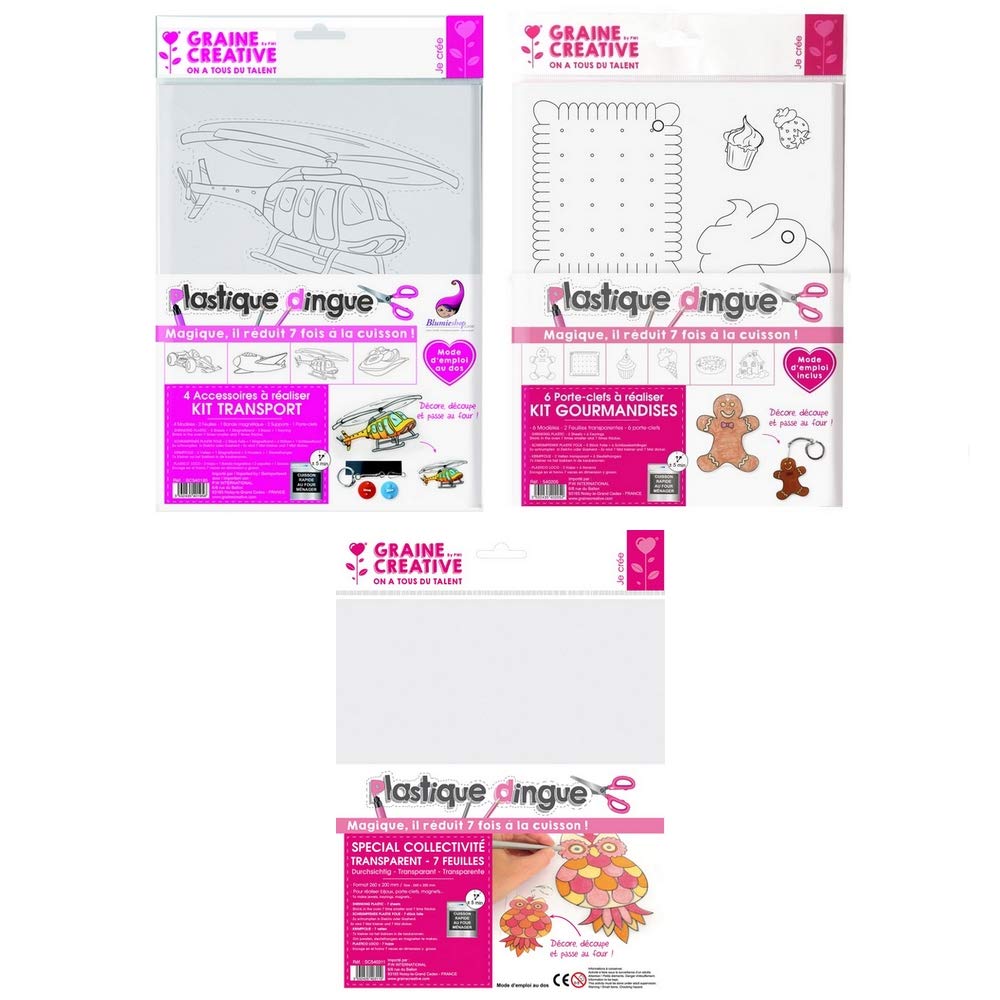 Set of 2 Crazy Plastic Pouches: Plastic Dingue Transport Kit Blumie + Plastic Candy Kit + Set of 7 Transparent Plastic Sheets