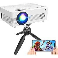 [WiFi Projector] QKK Upgraded 5500Lumens Projector, Full HD 1080P Supported Mini Projector [Tripod Included], Max 200…