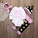 Baby Girls Mama's Mini Bodysuit and Polka Dots Pants Outffit with Hat+Headband(80(6-9M),Pink)