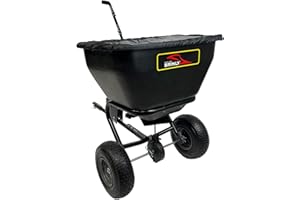 Brinly BS361BH-A Deluxe Tow Behind Broadcast Spreader with Extended Easy-Reach Handle and Weatherproof Cover, 175 lb.