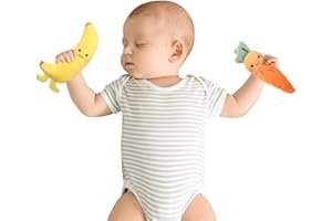 Reidio Carrots & Bananas Baby Plush Rings Developmental Hand Grip Baby Toys Baby Sleep Soother Baby Shower Gifts 2Pcs