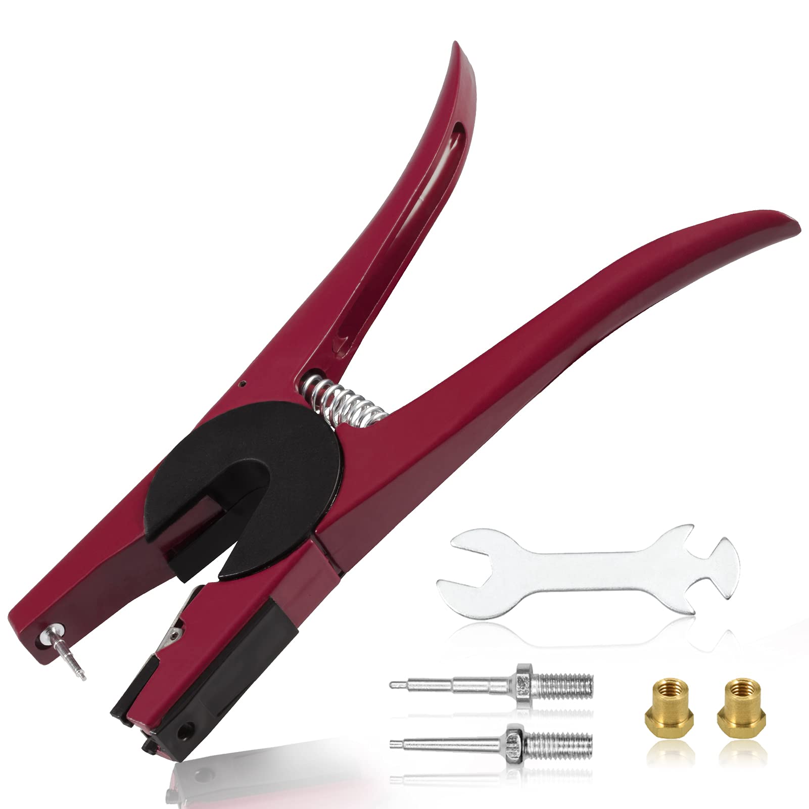 LEONTOOL Livestock Ear Tag Applicator Metal Ear Tag Pliers Animal Ear Tag Install Tool with Extra 2 Replaceable Ear Tag Pins for Pig Goat Sheep Cattle Cow