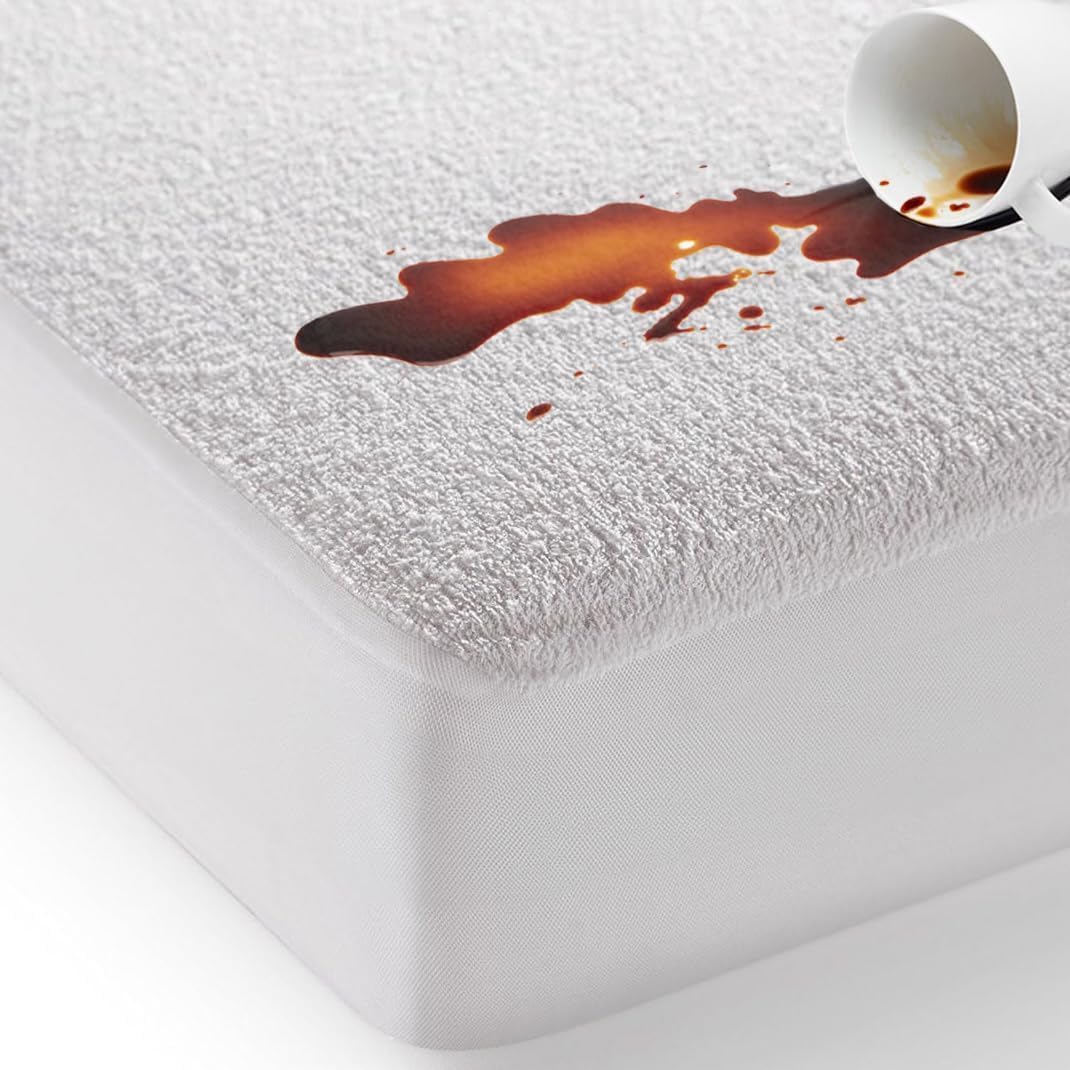 Bed'Ore 100% Waterproof Mattress Protector Terry Top - Deep 30cm Fitted Skirt - Waterproof Super King Mattress Protector - Super Absorbent - Machine Washable - Super King (182 x 200) cm