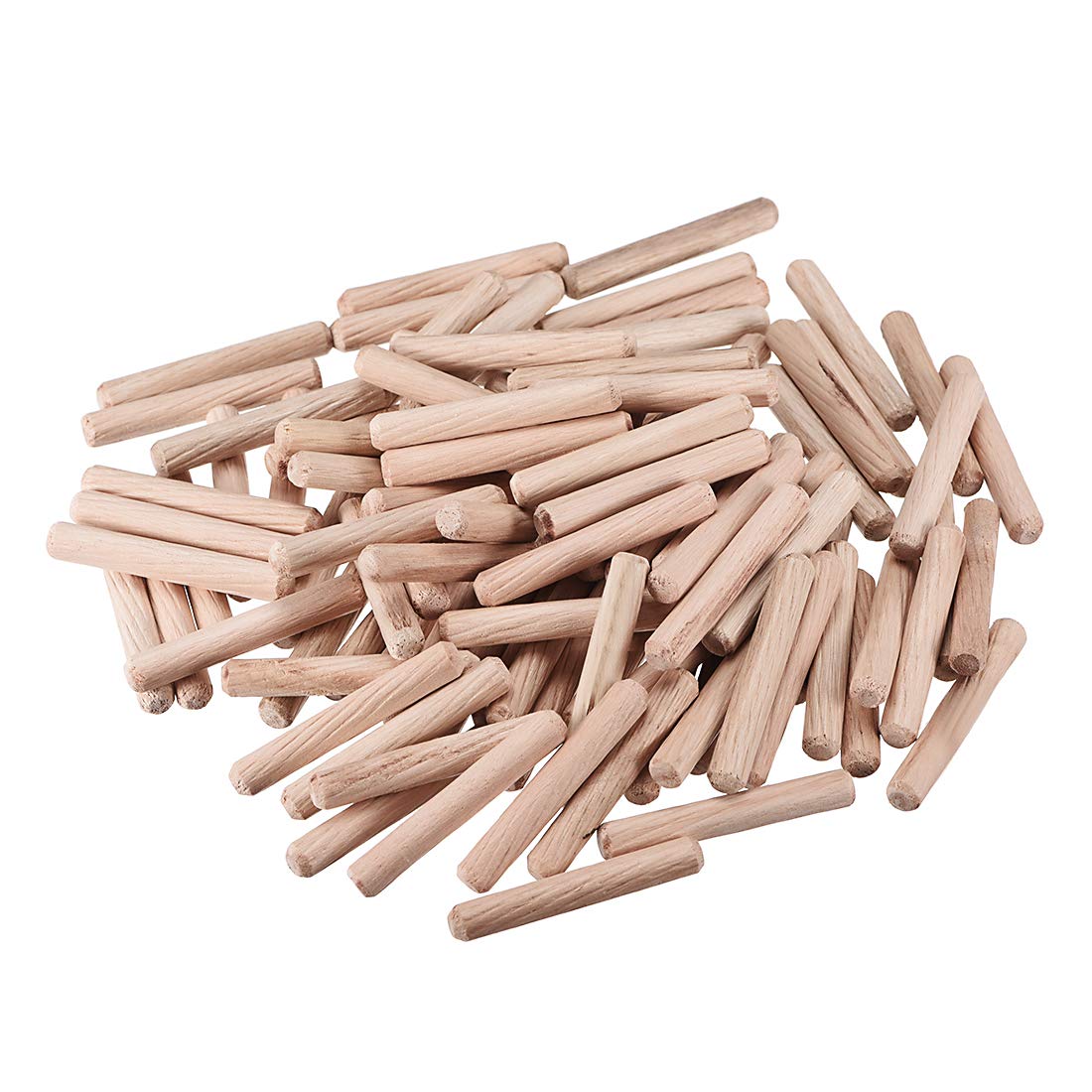 sourcing map 0.24"x1.57"(6x40mm) Wooden Dowel Pin Wood Kiln Dried Fluted Beveled Hardwood 100pcs