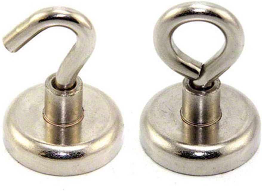 Ferrite Clamping Magnet with M6 Eyebolt for Hanging Holding or Displaying Items - 32mm Diameter x 45mm High - 5.8kg Pull - North
