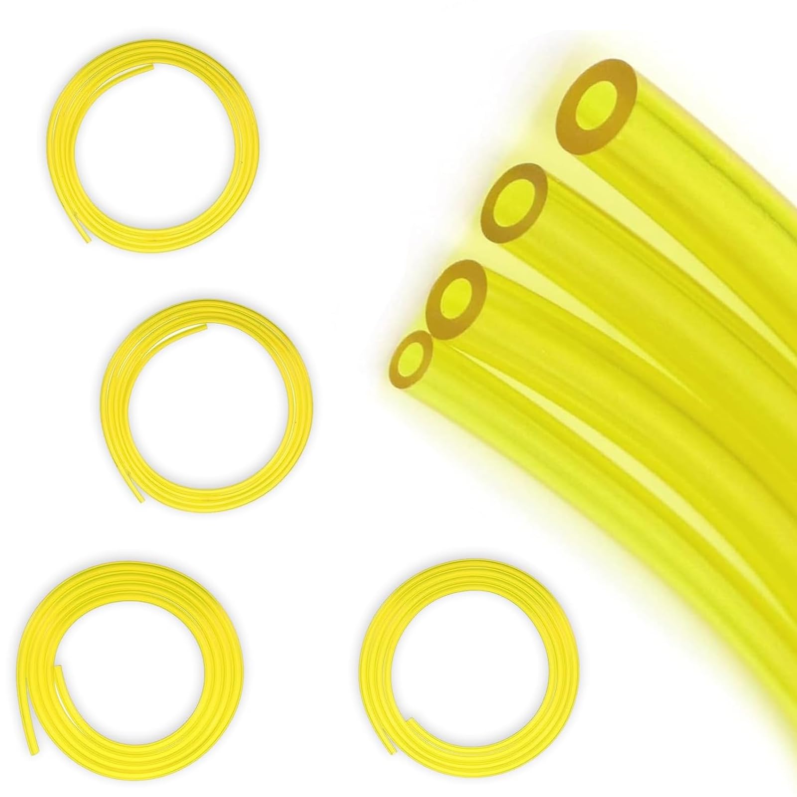 4 Pcs Fuel Hose Pipe, 2 x 3.5mm, 2.5 x 5mm, 3 x 5mm, 3 x 6mm, 1.5 m Fuel Hose Pipe Petrol Hose for Conveying Fuel, Maintaining Fuel Pressure, Distributing Fuel, Cooling Fuel