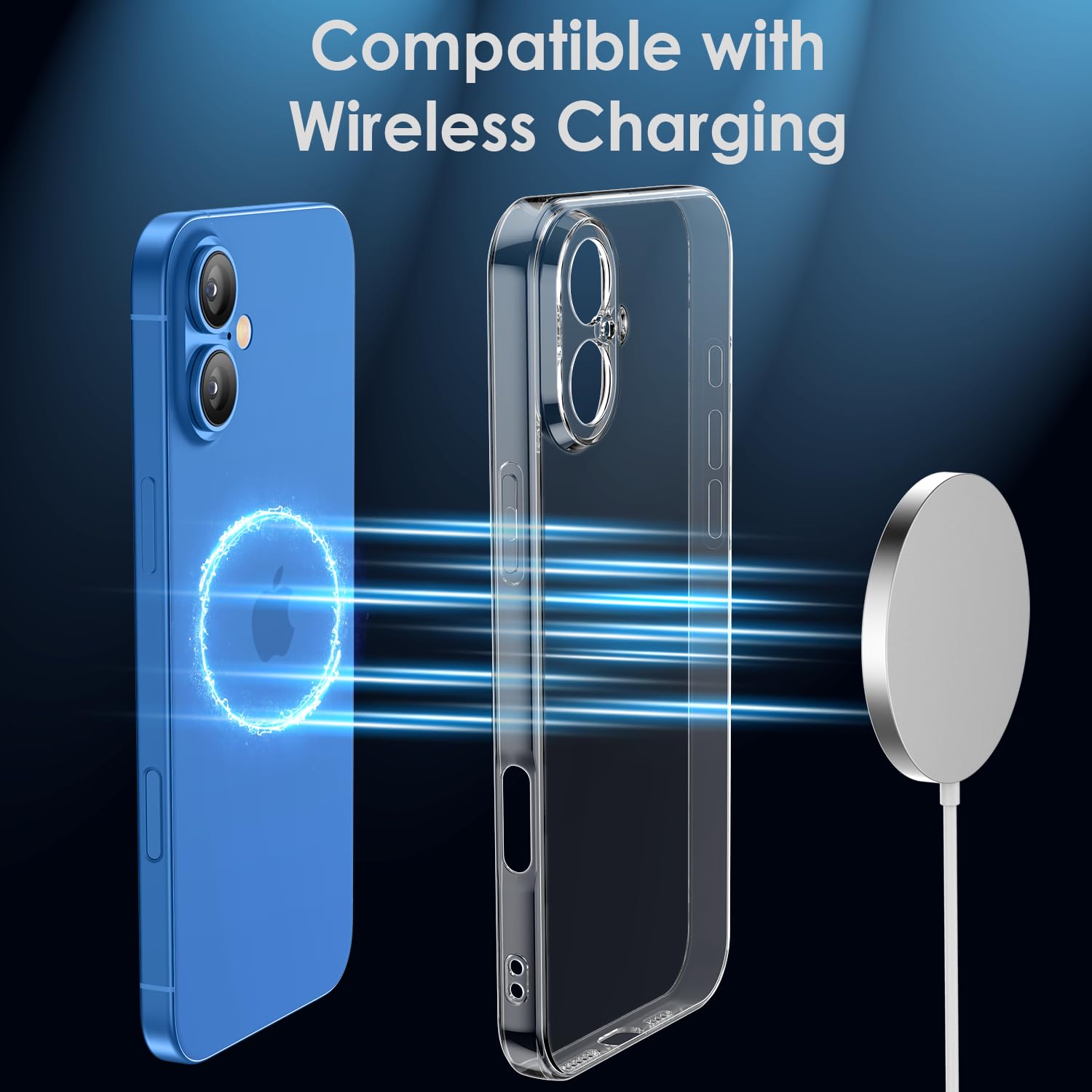 Shamo's Clear TPU Case for iPhone 16 – with Camera Protection, Ultra Slim, Shockproof, Anti-Yellowing, Scratch-Resistant, Wireless Charging Compatible, Enhanced Grip (for iPhone 16)