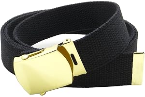 BC BELTS Canvas Web Belt Military Style with Brass Buckle and Tip 54" Long Many Colors