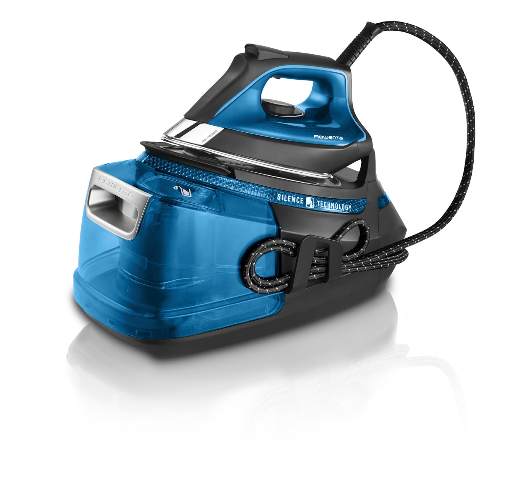 Rowenta Silence Steam Pro DG9222, Ferro da Stiro con Caldaia Silenziosa, 2800W, 1.3 L, Ferro da Stiro a Vapore 7.5 bar, 480 g/min, Colore Nero/Blu