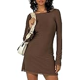 ABINGOO Women Long Sleeve Mini Dress Sexy Boat Neck Mesh Bell Sleeve Self Tie Back Sheer Backless Bodycon Y2k Short Dresses
