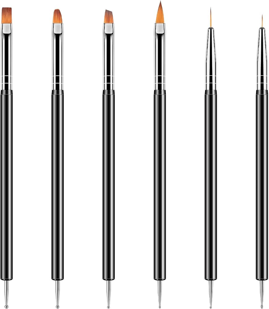 Artdone Nail Art Dotting Tools 6PCS Double-ended Brushes Kit Gel Polish | Liner Brushes Design Pen For Nail Drawing And Nail