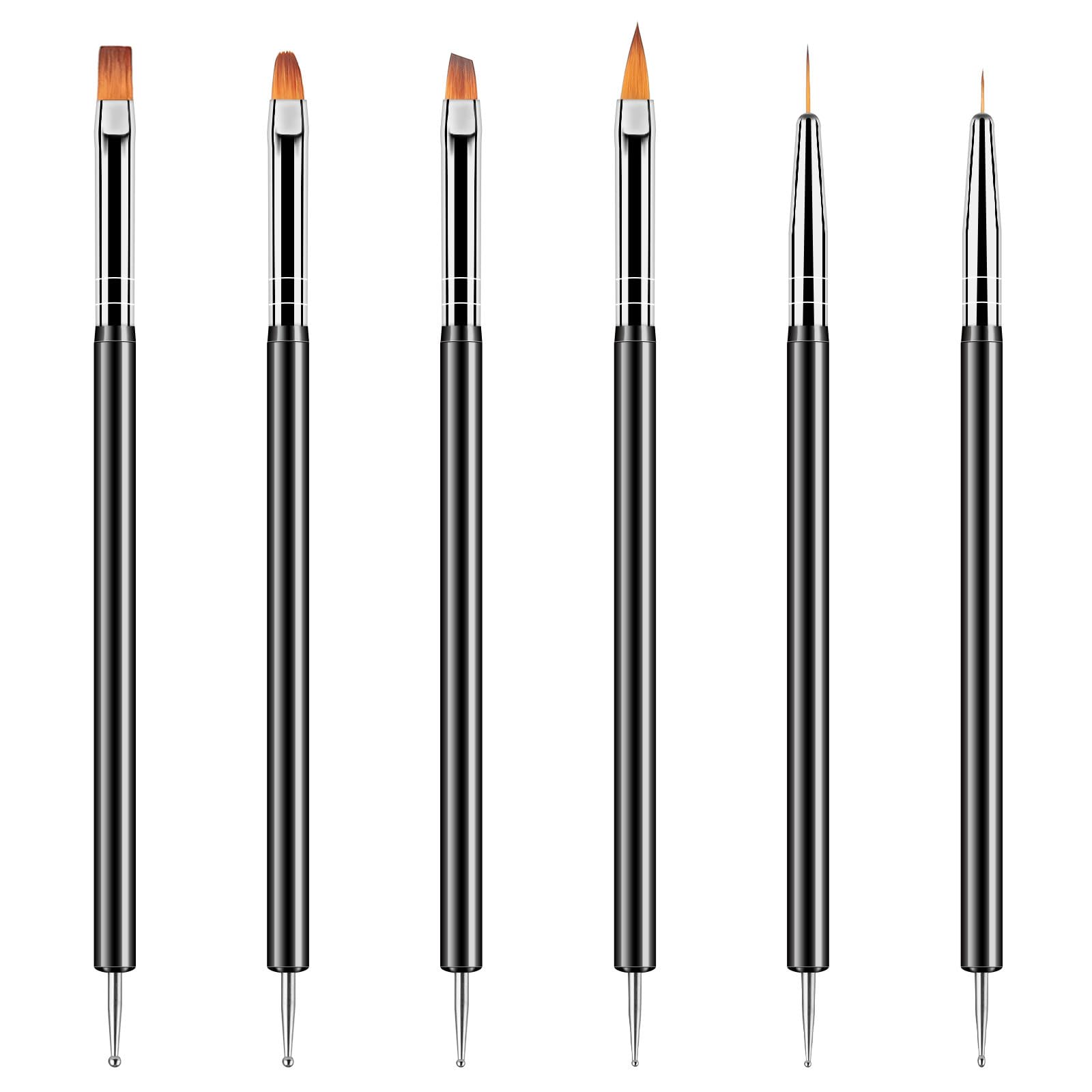 Photo 1 of *** BRUSHES DIFFER SEE PHOTOS *** Artdone Nail Dotting Tools 6PCS Double-ended Nail Art Brushes Kit Nail Art Gel Polish Liner Brushes Design Pen For Nail Drawing And Nail Paint Brushes Small Detail Brushes