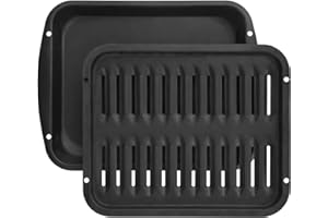 Broiler Pan for Oven Nonstick Porcelain Coated - 16.75” x 12.75” Whirlpool 4396923 Replacement Broiling Pan for Oven With Rac
