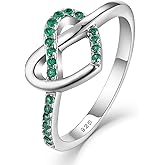 YL Love Knot Heart Promise Ring 925 Sterling Silver Infinity Rings Birthstone Anniversary Band for Women