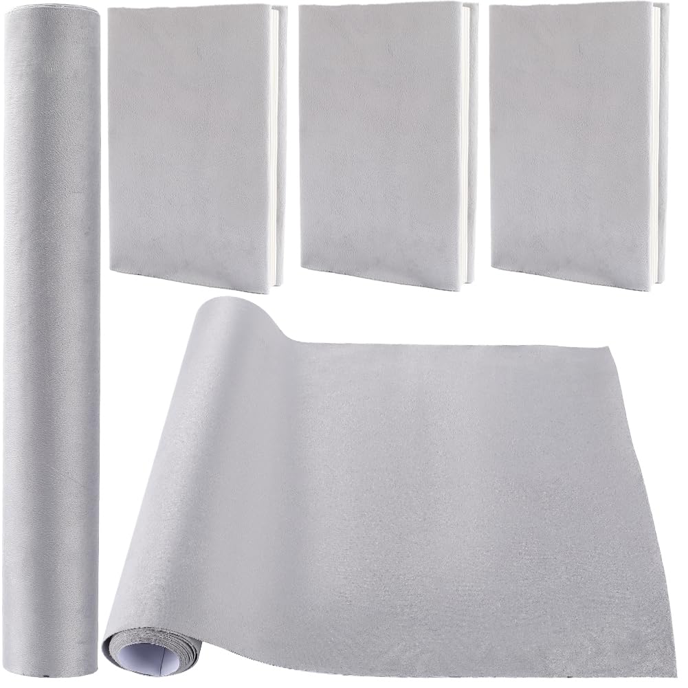 CRASPIRE 200 x 42cm Velvet Book Cloth for Book Binding Gray Fabric Surface Paper Backed Bookcover Notebook Wraps Book Covering Protector Bookbinding Supplies for Books Album DIY Scrapbooking Supplies