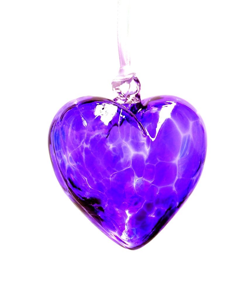 Milford Collection Glass Friendship Heart Small - Purple