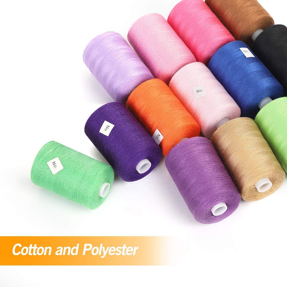 NEX Sewing Thread 24 Spools, 1000 Yards Each Cotton Thread Kit for Hand Stitching & Sewing Machine, Quilting, Embroidery - 24 Colors