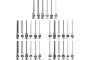 BENECREAT 30Pcs 6 Styles Stainless Steel Dispensing Needle, Blunt Glue Bottle Needle with Luer Lock for Cartridge, Alcohol, E