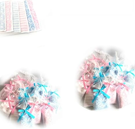 Amazon プチギフト ハンカチタオル 24個セット 3柄 2色 4個づつ リボン付きラッピング袋入りタオルハンカチ 個包装 1個プレゼント タオルマーサ ハンドタオル ホーム キッチン オンライン通販