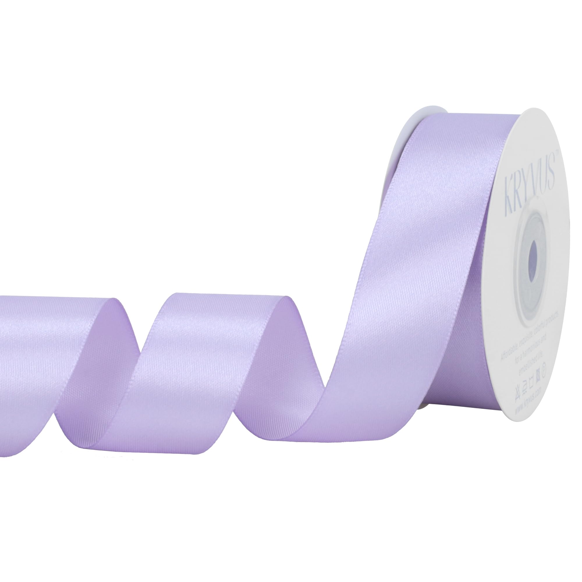 Kryvus Lavender Satin Ribbon, 25mm x 22M Single Face Lavender Ribbon, Solid Color Satin Ribbon Perfect for Gift Wrapping, Crafts, Bow Making, Sewing and Wedding Decorations