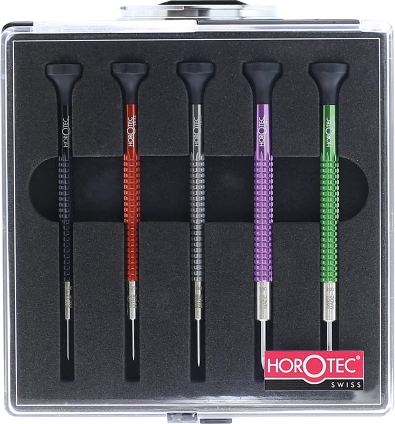 KD89 5 Piece Watchmaker Screwdriver Set MSA01.020-B (1.00, 1.20, 1.40, 1.60 & 2.0mm) with Aluminium Body, Swiss Made