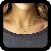Andelaisi Boho Layered Circle Choker Necklace Vintage Hollow Circle Necklace Gold Ball Chain Necklaces Stackable Round Pendant Necklaces Jewelry for Women