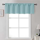 Gwine Aqua Valance for Windows 14 Inches Long 1 Panel for Kitchen | Light Filtering, Rod Pocket, Modern Farmhouse, Window Treatment, Kitchen Curtains, W60 x L14, Bathroom, Living Room, Basement